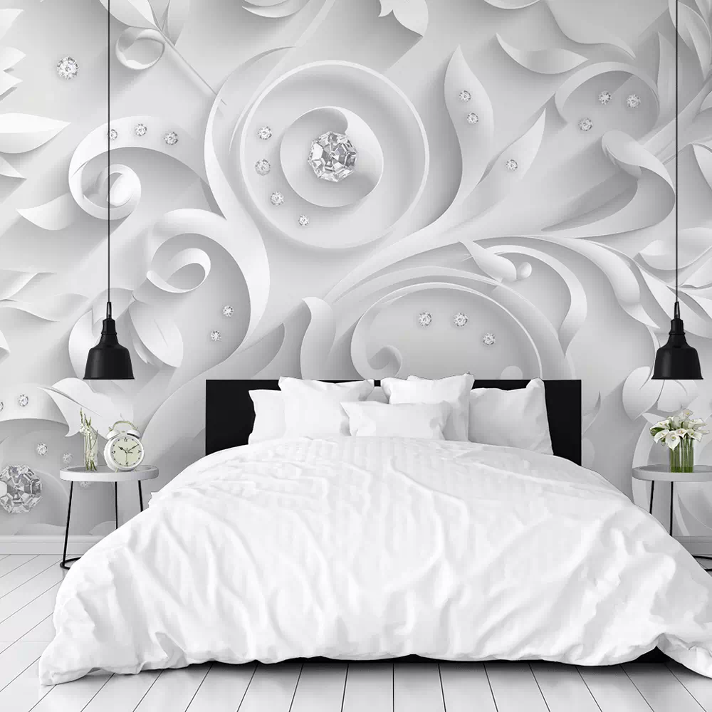 tapeta do sypialni z diamentami